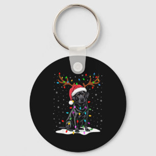 Black Labrador Santa Hat Reindeer Tree Lights Chri Keychain
