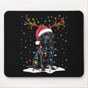 Black Labrador Santa Hat Reindeer Tree Lights Chri Mouse Pad