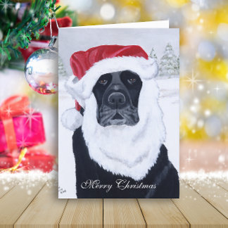 Black Labrador Santa Snow Christmas Holiday Card