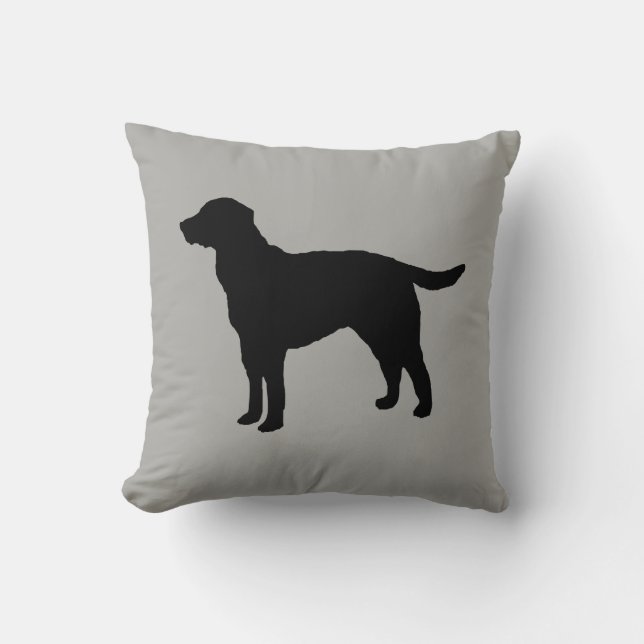 Black Labrador Silhouette Dog Pillow (Front)