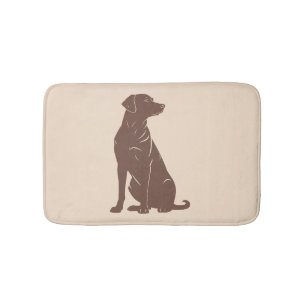 Black labrador silhouette illustration bath mat
