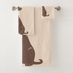 Black labrador silhouette illustration bath towel set