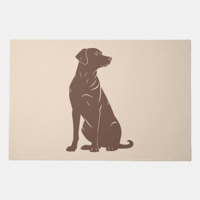Black labrador silhouette illustration doormat (Front)