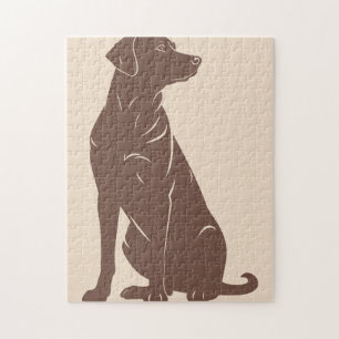 Black labrador silhouette illustration jigsaw puzzle
