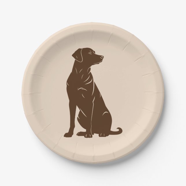 Black labrador silhouette illustration  paper plates (Front)
