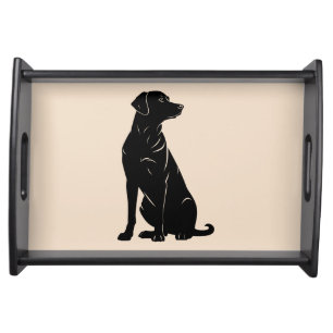 Black labrador silhouette illustration serving tray