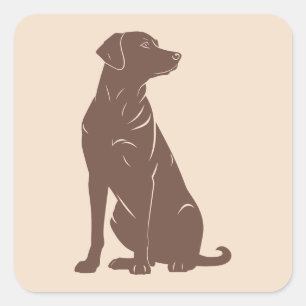 Black labrador silhouette illustration square sticker