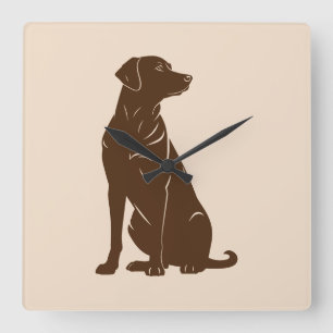 Black labrador silhouette illustration square wall clock