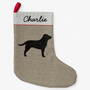 Black Labrador Silhouette Personalized Dog Holiday Small Christmas Stocking
