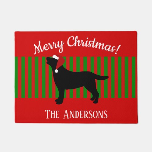 Black Labrador Silhouette Santa Christmas Doormat