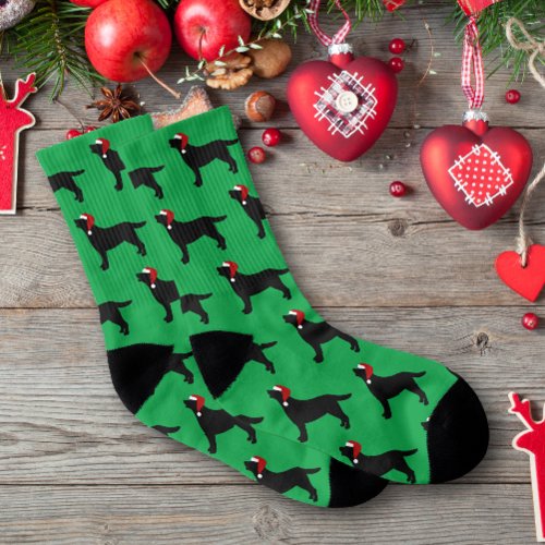 Black Labrador Silhouette Santa Christmas Socks