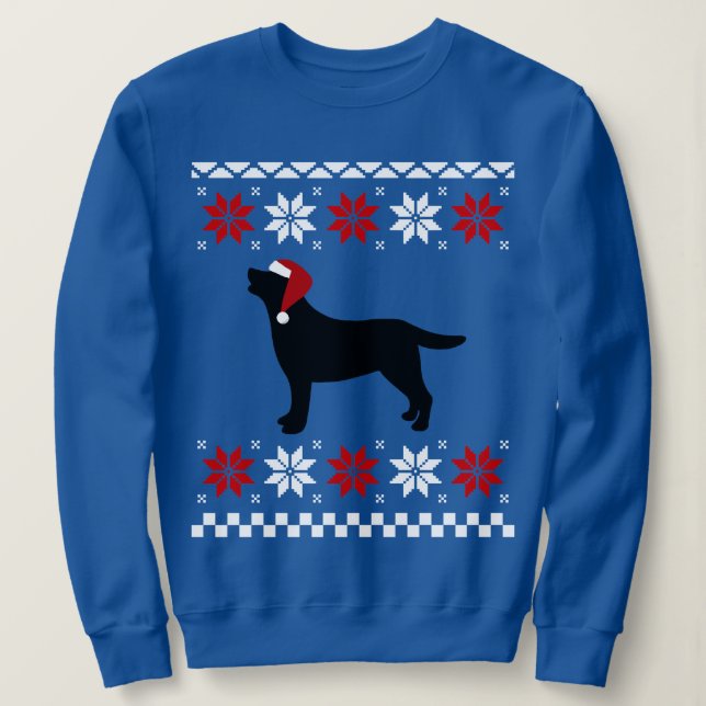 Black Labrador Silhouette Santa Christmas Sweatshirt (Design Front)