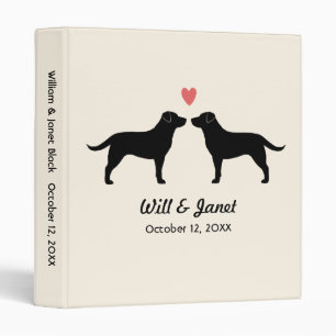Black Labrador Silhouettes with Heart and Text 3 Ring Binder