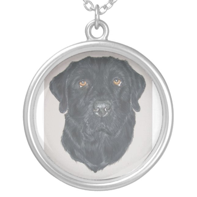 Black Labrador Silver Plated Necklace (Front)