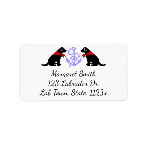 Black Labrador Sitting Outline Nautical Label