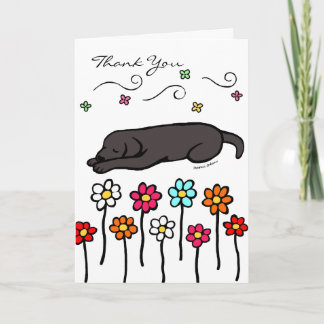 Black Labrador Sleeping in the Garden Thank You Card