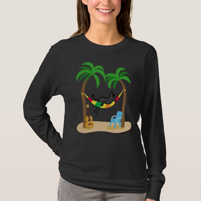 Black Labrador Sleeping In The Hammock T-Shirt (Front)