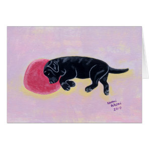 Black Labrador Sleeping Painting Cards