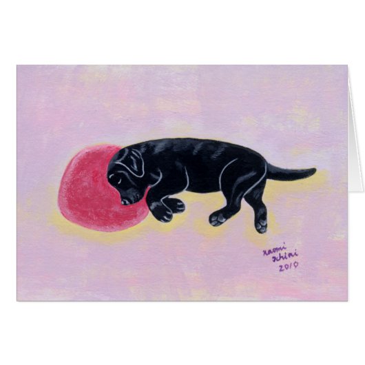 Black Labrador Sleeping Painting Cards (Front Horizontal)