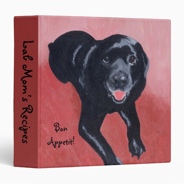 Black Labrador Smiling 3 Ring Binder (Front/Spine)