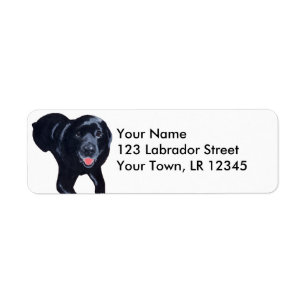 Black Labrador Smiling Label