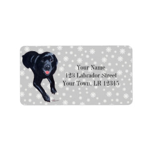 Black Labrador Smiling Label