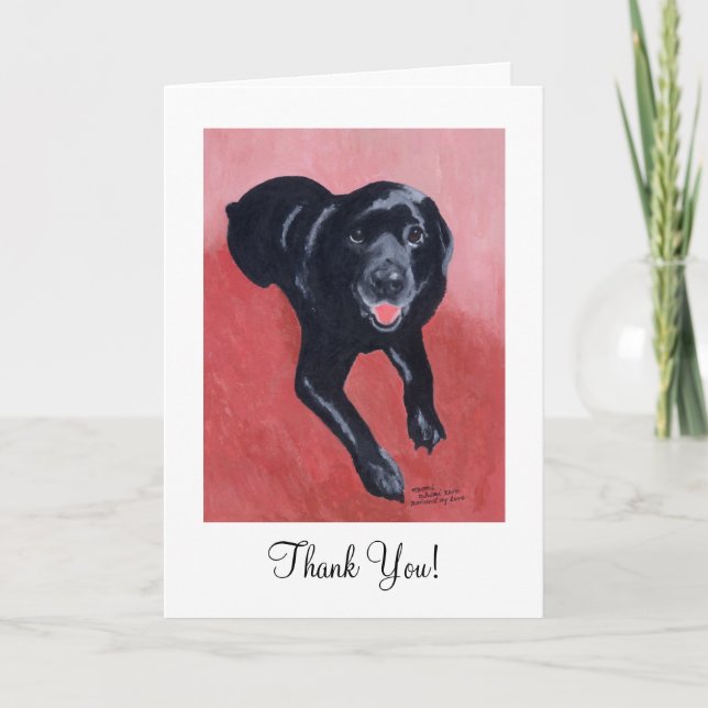 Black Labrador Smiling Letterpress Thank You Card (Front)