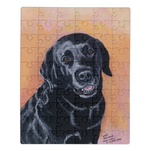 Black Labrador Smiling Painting Jigsaw Puzzle