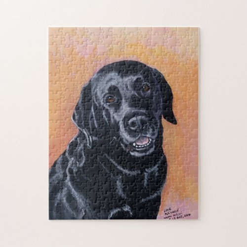 Black Labrador Smiling Painting Jigsaw Puzzle