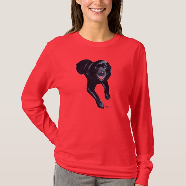 Black Labrador Smiling T-Shirt (Front)