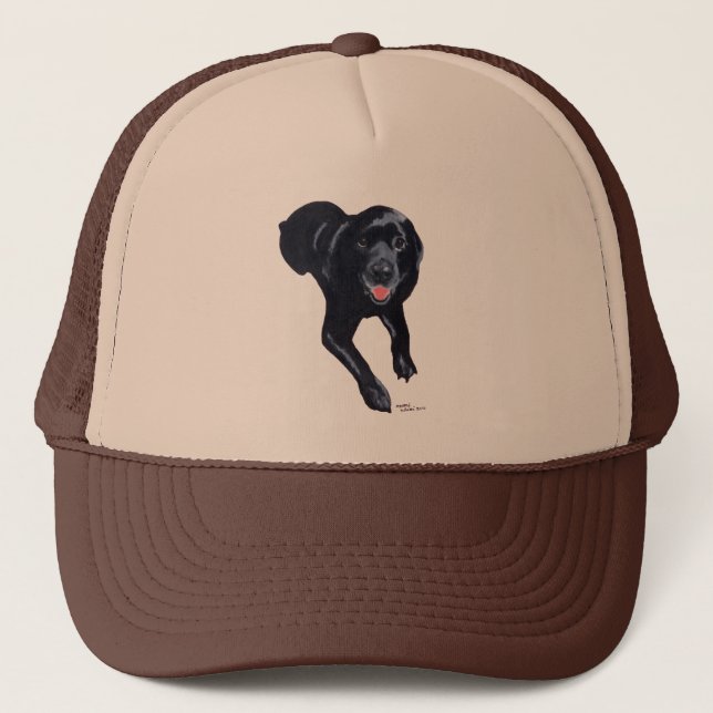 Black Labrador Smiling Trucker Hat (Front)