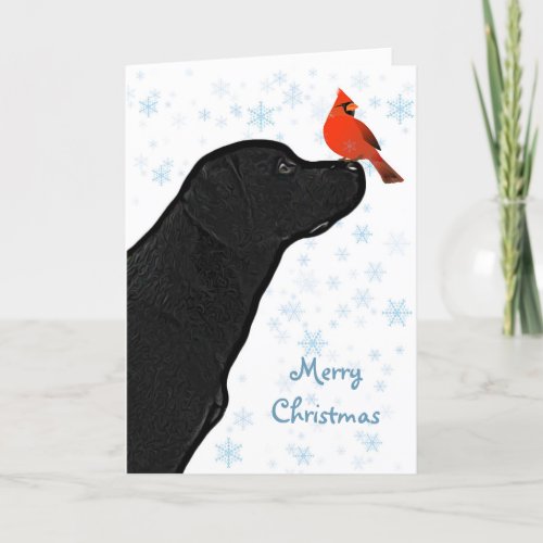 Black Labrador Snowflakes Christmas Dog Holiday Card