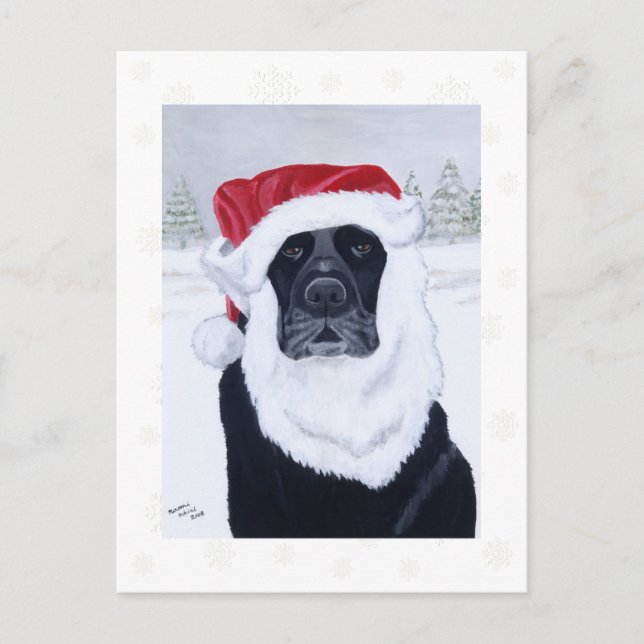 Black Labrador Snowflakes Christmas Postcards (Front)