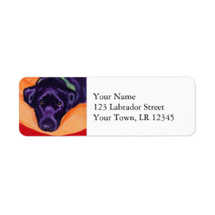 Black Labrador Staring Painting Label