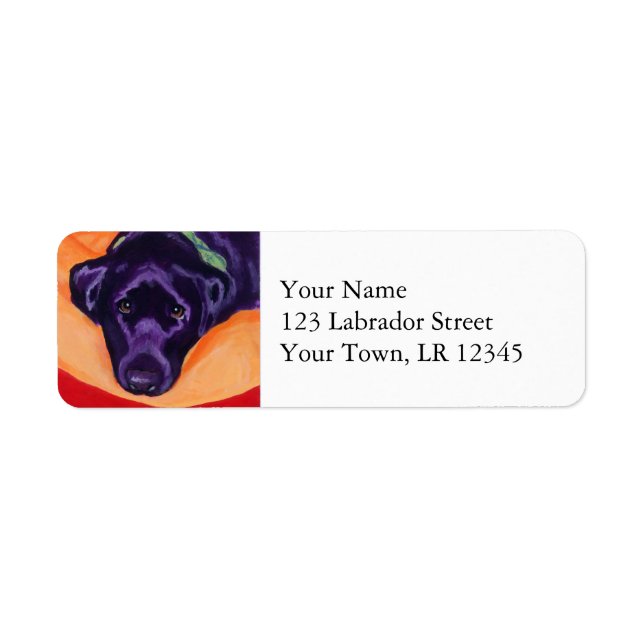 Black Labrador Staring Painting Label (Front)