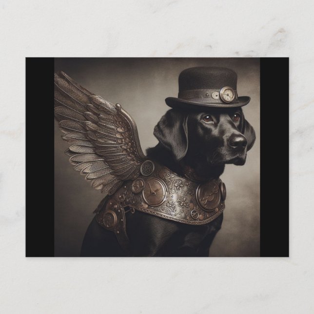 Black Labrador Steampunk  Postcard (Front)