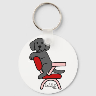Black Labrador Student 3 Cartoon Keychain