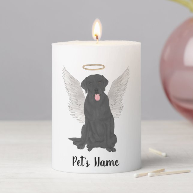 Black Labrador Sympathy Memorial Pillar Candle (In Situ)