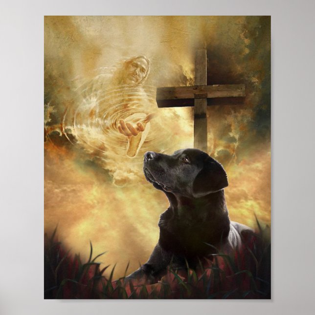 Black Labrador Take My Hand Jesus Poster (Front)