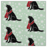Black Labrador Tartan Scarf 2 Fabric