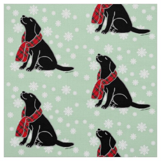 Black Labrador Tartan Scarf 2 Fabric