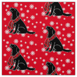 Black Labrador Tartan Scarf 2 Fabric