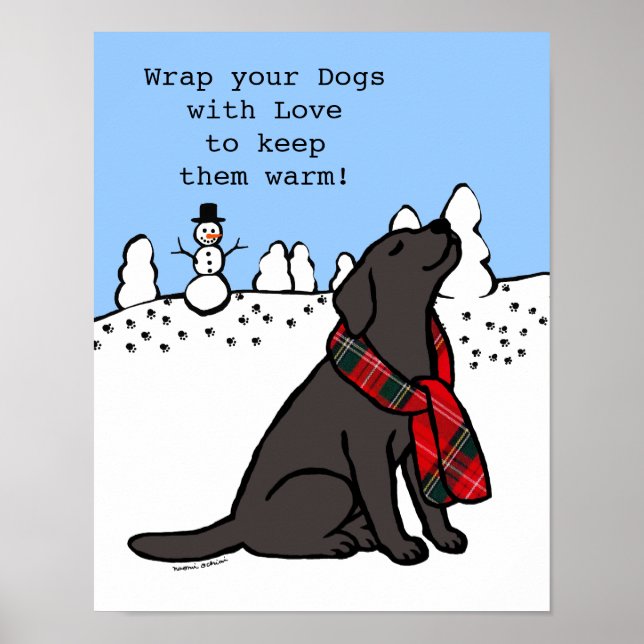 Black Labrador Tartan Scarf Dark Poster (Front)