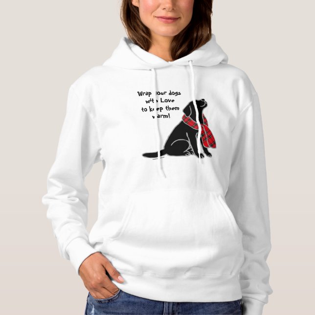 Black Labrador Tartan Scarf Hoodie (Front)