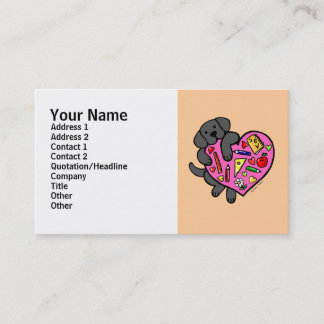Black Labrador & Teacher's Heart Cartoon Business Card