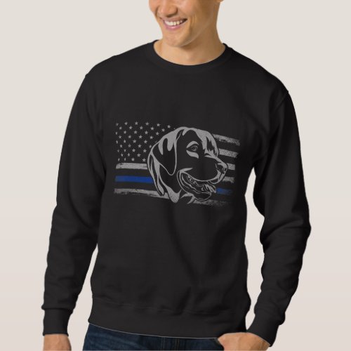 Black Labrador Thin Blue Line Police Dog Sweatshirt
