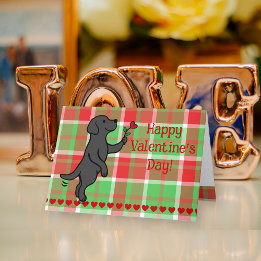 Black Labrador Tiny Heart Flower Valentine Holiday Card
