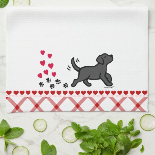 Black Labrador Trotting Kitchen Towel