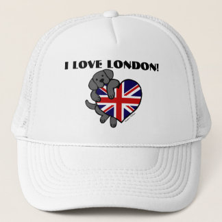 Black Labrador & UK Flag Heart 2 Cartoon Trucker Hat