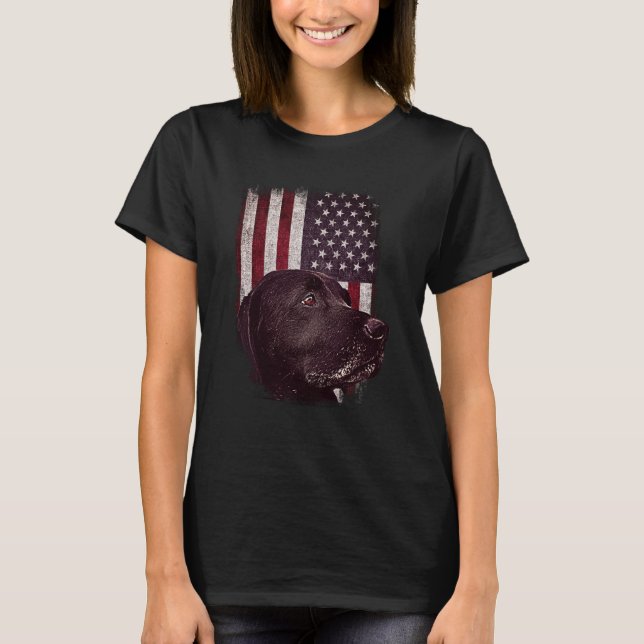 Black Labrador USA Flag Lab Dog Owner T-Shirt (Front)